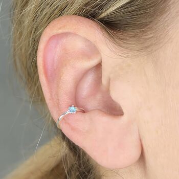 Sterling Silver Blue Opal Ear Cuff, 4 of 8