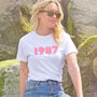 Personalised Retro Disco Font Birth Year T Shirt, thumbnail 1 of 6