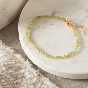 Green Peridot Gold And Silver Beaded Bracelet, 4 of 11