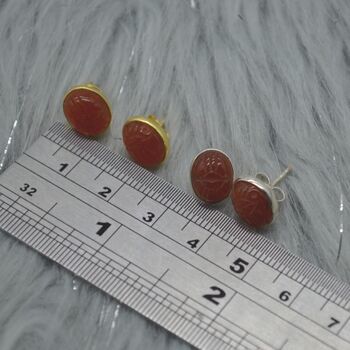 Carnelian Stud Earrings: Silver Or Gold, 9 of 9