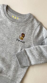 Children's Personalised Embroidered Lion Sweatshirt, 2 of 6
