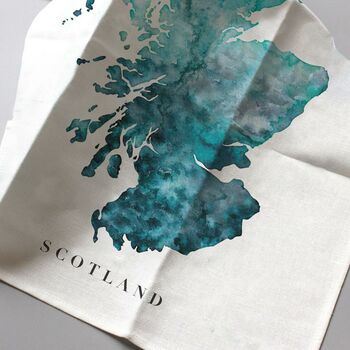 Scotland Watercolour Map Illustrated Tea Towel, 3 of 10