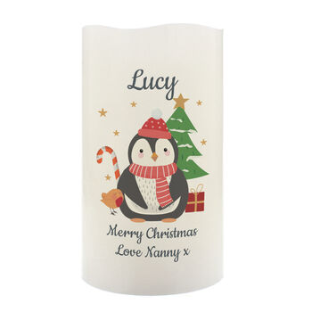Personalised Penguin Christmas Nightlight LED Candle, 4 of 4