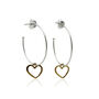 Handmade Hoop Earrings With Dainty Gold Hearts, thumbnail 4 of 7