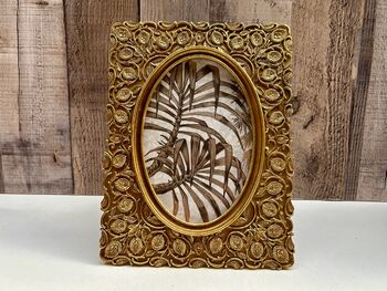 Distressed Gold Floral Oval Photo Picture Frame – 10x15cm 4x6, 6 of 6