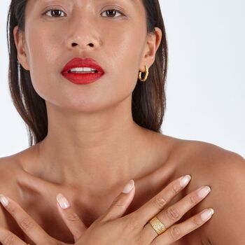 Designer Half Hula Hoop Earrings In 18ct Gold Vermeil, 4 of 5