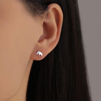 Mammoth Elephant Stud Earrings In Sterling Silver, 3 of 12