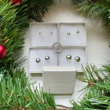 Ball Stud Earrings In Sterling Silver, 3 of 7