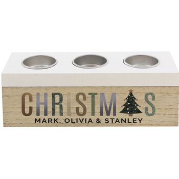 Personalised Wooden Triple Tea Light Christmas Box, 3 of 4
