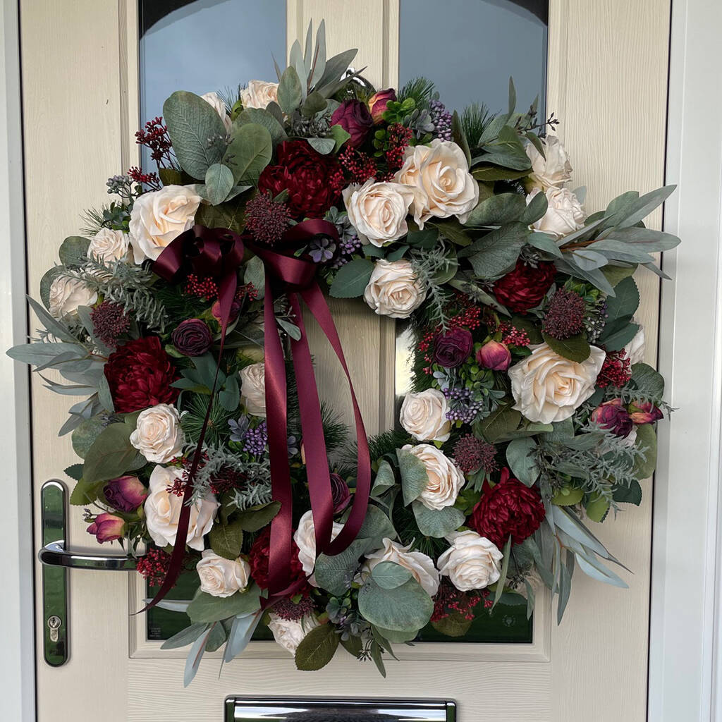 Rosehill Faux Flowers Christmas Wreath