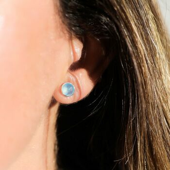 Savanne Sterling Silver And Chalcedony Stud Earrings, 2 of 4