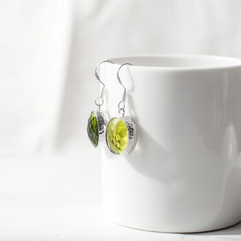Lime Green Faceted Glass Earrings, 5 of 6