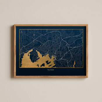 Personalised Map Print With Gold Leaf, 8 of 8