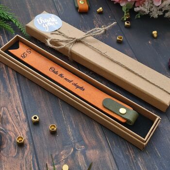 Personalised Anniversary And Birthday Leather Bookmark, 6 of 8