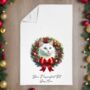 Personalised Cat In Christmas Wreath Gift Tea Towel, thumbnail 12 of 12