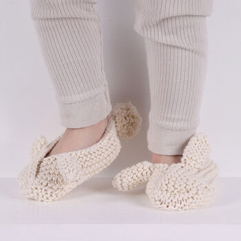 Bunny Ear Baby Slippers And Hat Knitting Kit Easter, 5 of 9