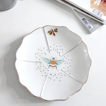 Luxe Porcelain Bee Design Plate, 3 of 5