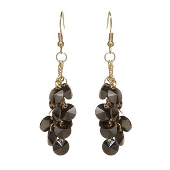 Long Gold Plated Grey Crystal Bead Cluster Earrings, 2 of 6