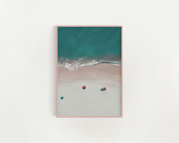 Four Beach Umbrellas Ocean Coastal Art Print, 5 of 10