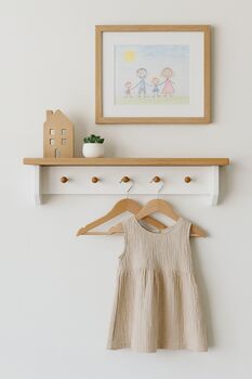 Nursery Shelf With Pegs. Oak Shaker Peg Shelf, 2 of 10