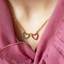 Double Outline Heart Birthstone Necklace, thumbnail 1 of 6