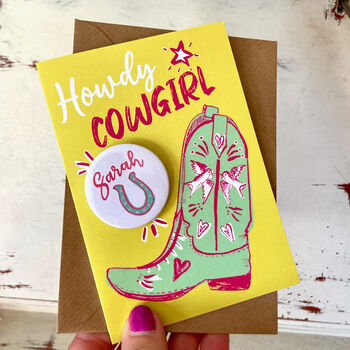Personalised Howdy Cowgirl Card, 2 of 5