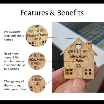 Our First Home Housewarming Keyrings For New Home Owner, 4 of 7