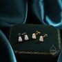 White Opal Droplet Stud Earrings In Sterling Silver, thumbnail 1 of 11