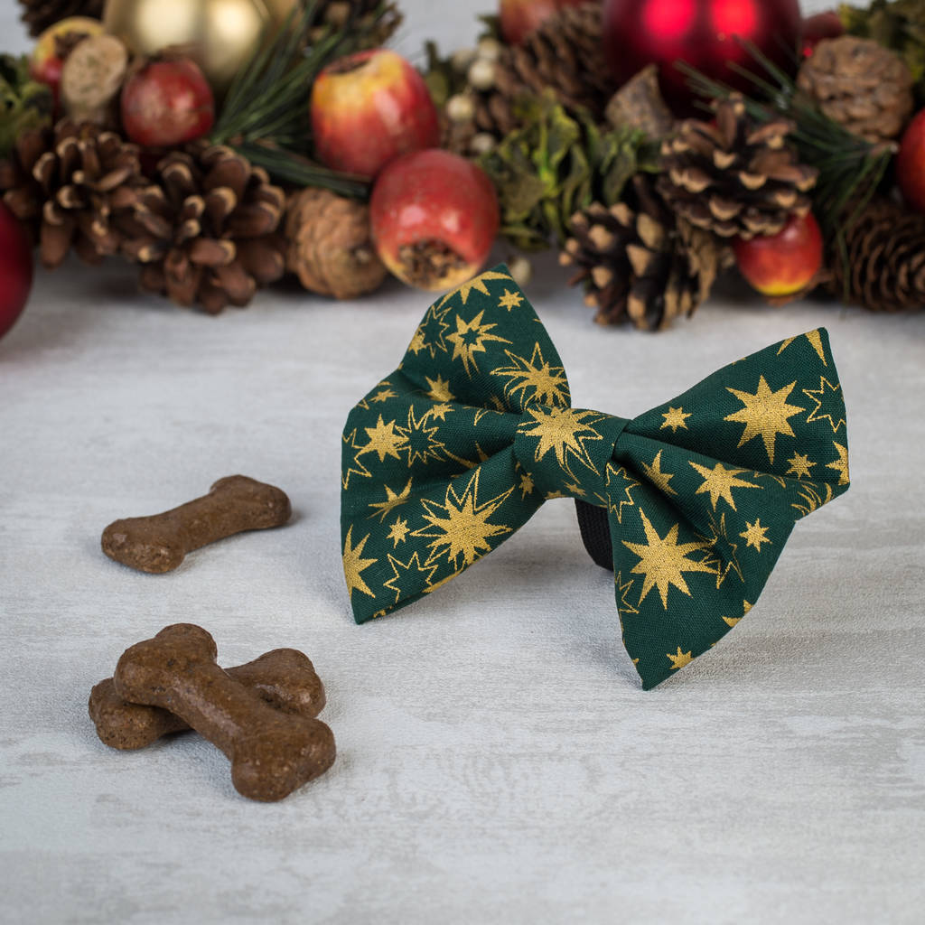 Green Christmas Dog Bow Tie By Charlie and Boo