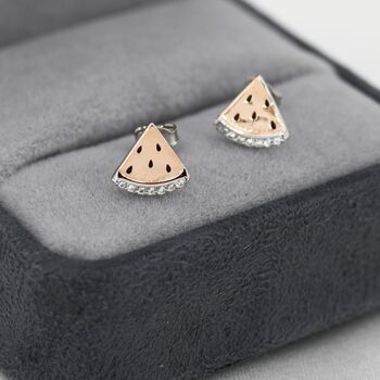 Sterling Silver Watermelon Stud Earrings, 5 of 9