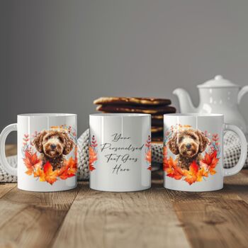 Personalised Dog Mug Labradoodle In An Autumn Wreath, 2 of 2