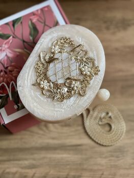 Islamabad Resin Off White Oval Embellished Stone Clutch Bag, 2 of 6