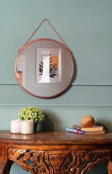 Hanging Mirror With Copper Finish And Chain, 2 of 2
