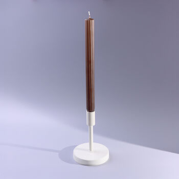 G Decor Velluto Marrone Set Of Two Extra Tall Dinner And Taper Candles In Dark Chocolate Brown With Ribbed Velvet Matte Finish, 2 of 3