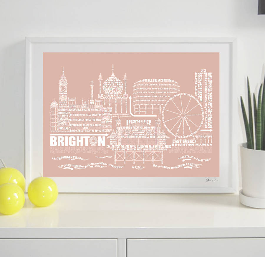 Brighton Skyline Typography Print Personalised, 1 of 7