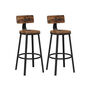 Set Of Two Industrial Brown Bar Stools With Backrests, thumbnail 5 of 7
