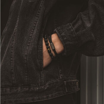 Men's Adjustable Leather Bracelet With Sliding Clasp, 4 of 6