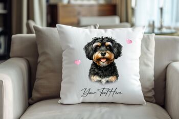 Personalised Black And Tan Jackapoo Hearts Cushion Cover Gift, 2 of 2