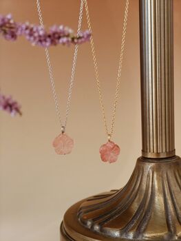 Carved Botan Cherry Quartz Necklace, 3 of 9