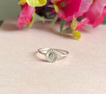 Sterling Silver Mini Sunflower Ring, 4 of 12
