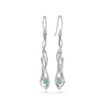Aqua Chalcedony Drop Earrings, 3 of 4