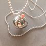 Pregnancy Chime Necklace With Heart Charm And Pearl, thumbnail 3 of 7