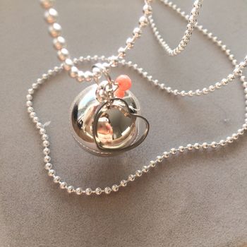 Pregnancy Chime Necklace With Heart Charm And Pearl, 3 of 7