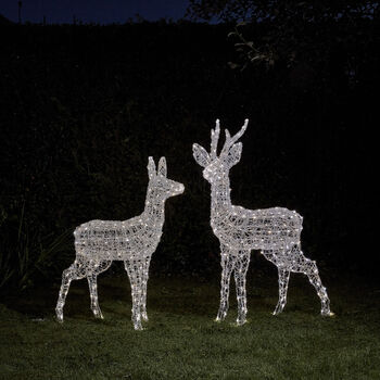 Outdoor Battery Dual LED Stag And Doe Christmas Figures, 3 of 4