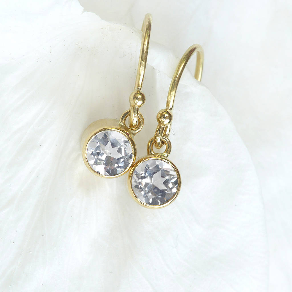 white topaz earrings in 18ct gold, april birthstone by lilia nash ...