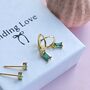 Emerald Baguette Hoop And Stud Earring Set Gold Or Silver Gift For Her, thumbnail 1 of 12