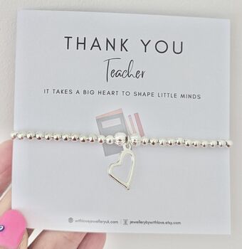 Thank You Teacher, Teaching Assistant, Nursery Teacher Or Childminder Silver Plated Bracelet, 2 of 11
