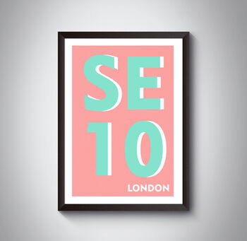 Se10 Greenwich London Postcode Typography Print, 4 of 5