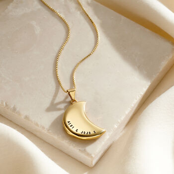 Personalised Crescent Moon Locket Necklace, 4 of 7
