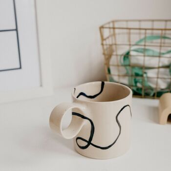 Saffi Line And Speckled Handmade Round Handled Mug, 8 of 8